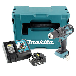 Makita DHP 480 RT1J 18 V Li-Ion Akku Schlagbohrschrauber Solo im Makpac + 1x 5,0 Ah Akku + Schnellladegerät