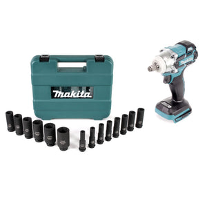 Makita DTW 285 Z Akku Schlagschrauber 18 V 280 Nm 1/2" Brushless Solo + Steckschlüssel Set - ohne Akku, ohne Ladegerät