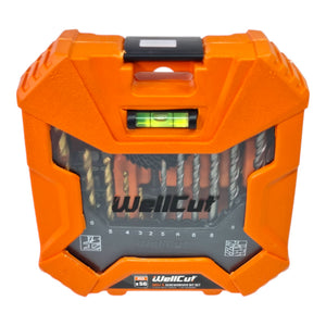 WellCut 56 tlg. Bit- und Bohrer Set ( WC-DB56 ) PH / PZ / HEX / Schiltz / TX / Robertson Metall / Holz / Stein Bohrer + Lochsäge 32 - 54 mm