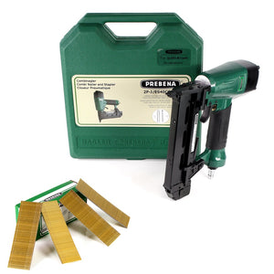 Prebena Druckluftnagler 2P-J/ES 40 COMBI 5 bis 7 Bar - im Transportkoffer + Prebena J 40 CNKHA Stauchkopfnägel Brads 40 mm 5000 Stück
