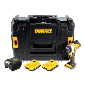 DeWalt DCF 809 D2T Akku Schlagschrauber 18 V 190 Nm 1/4" Brushless + 2x Akku 2,0 Ah + Ladegerät + TSTAK