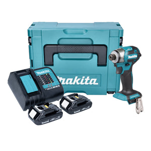 Makita DTD 173 SYJ Akku Schlagschrauber 18 V 180 Nm 1/4“ Brushless + 2x Akku 1,5 Ah + Ladegerät + Makpac