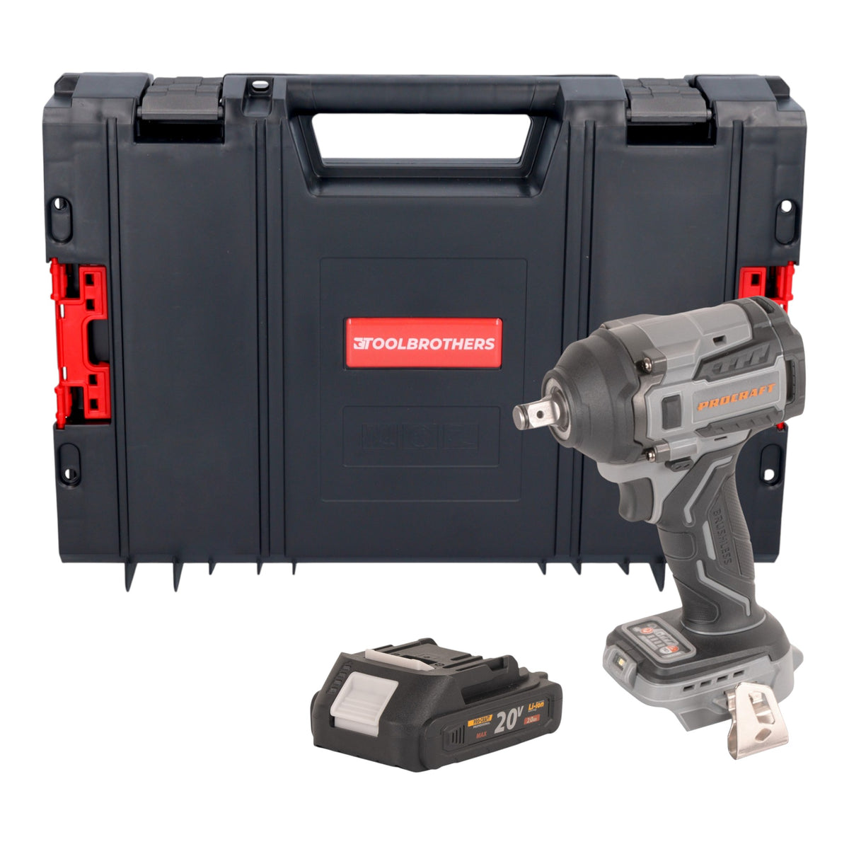 Procraft Industrial IW550Abb Akku Schlagschrauber 20 V 550 Nm 1/2" + 1x Akku 2,0 Ah + RHINO Toolcase - ohne Ladegerät