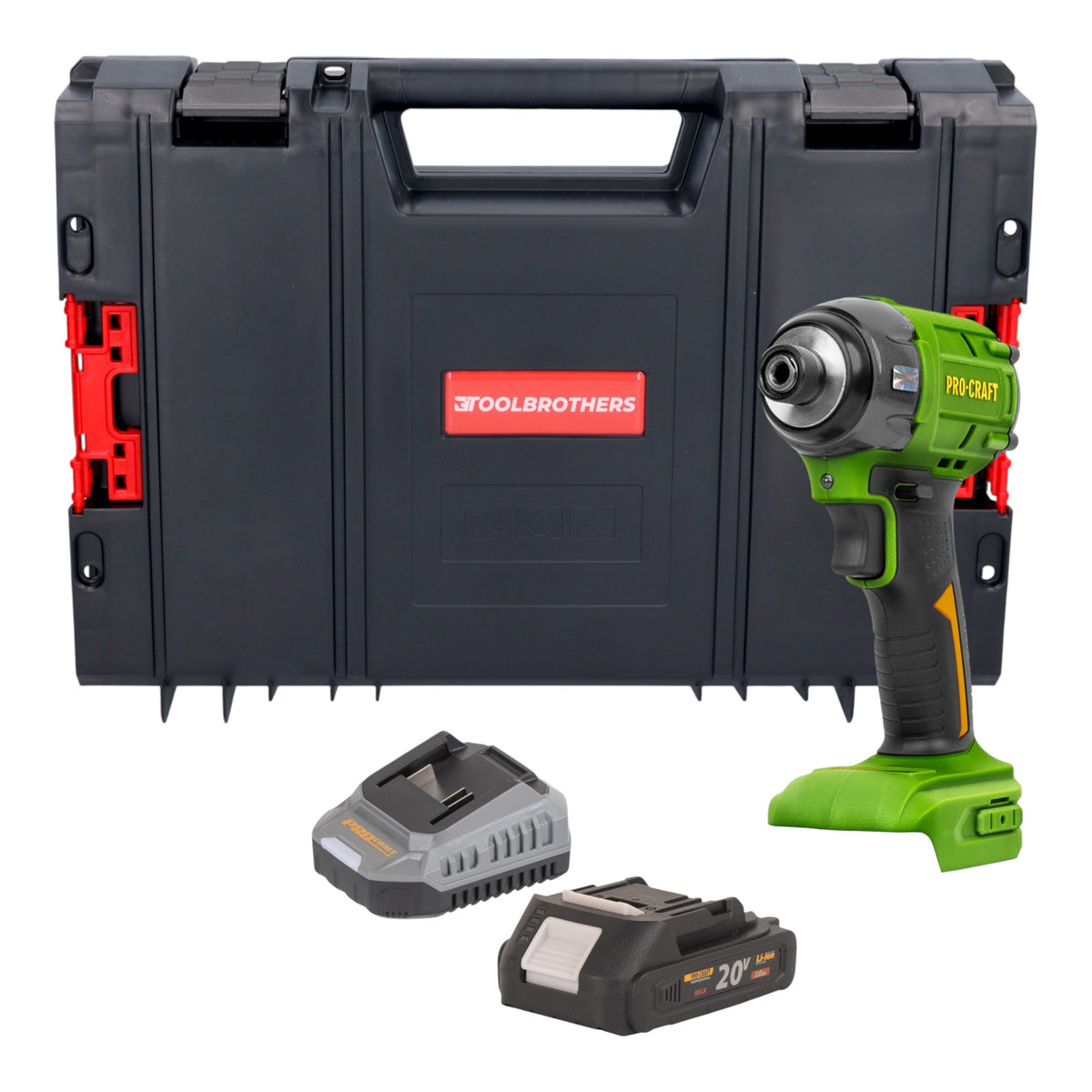 Procraft PS22bb Akku Schlagschrauber 20 V 230 Nm 1/2" Brushless + 1x Akku 2,0 Ah + Ladegerät + RHINO Toolcase