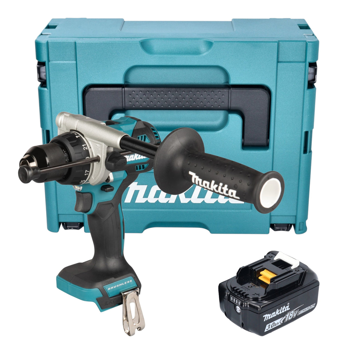 Makita DHP 492 F1J Akku Schlagbohrschrauber 18 V 141 Nm Brushless + 1x Akku 3,0 Ah + Makpac - ohne Ladegerät