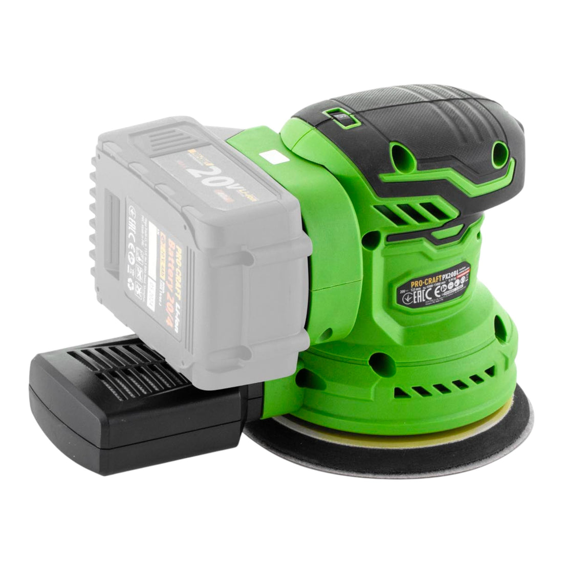 Procraft PX20BLbb Akku Exzenterschleifer 20 V 125 mm Brushless + 1x Akku 2,0 Ah - ohne Ladegerät