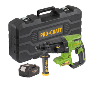 Procraft PHA40bb-c Akku Bohrhammer 20 V 2,6 J SDS plus Brushless + 1x Akku 4,0 Ah + Koffer - ohne Ladegerät