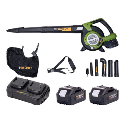 Procraft VB20 Akku Laubblaeser und Laubsauger 40 V 2x 20 V Brushless 2x Akku 4 0 Ah Doppelladegeraet 0 - toolbrothers