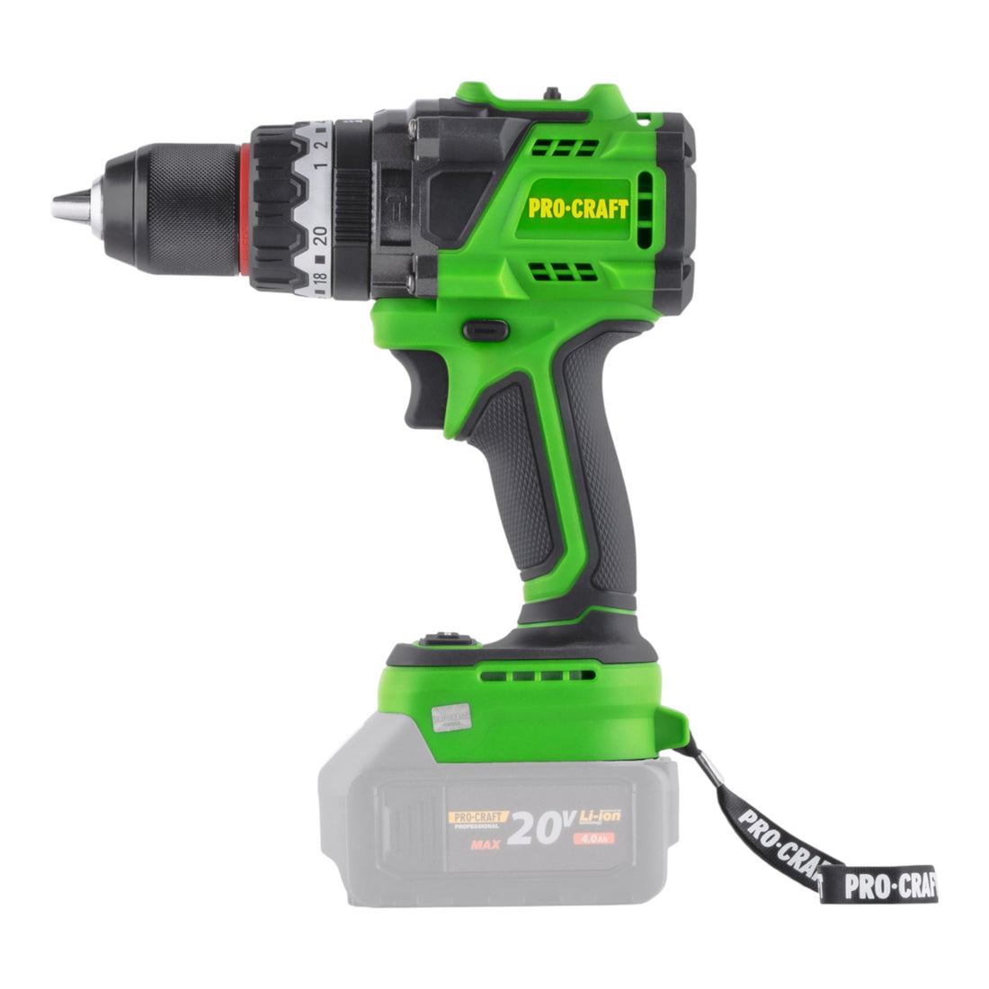 Procraft PA18ProBL-BB Akku Schlagbohrschrauber 20 V 180 Nm Brushless + 1x Akku 2,0 Ah + RHINO Toolcase - ohne Ladegerät