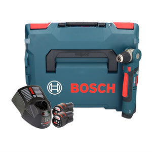Bosch Professional GWB 12V-10 Akku Winkelbohrmaschine 12 V 11 Nm + 2x Akku 3,0 Ah + Ladegerät + L-Boxx