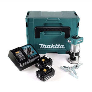 Makita DRT 50 RTJ Akku Multifunktionsfräse brushless 18V + 2x Akkus 5,0 Ah + Schnellladegerät im Makpac 3