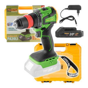 Procraft PA20LiDFR Akku Bohrschrauber 20 V 50 Nm Brushless + 1x Akku 2,0 Ah + Ladegerät + Koffer