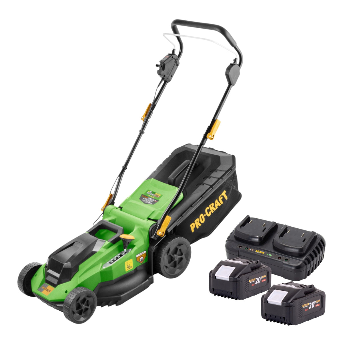 Procraft PLM21bb Akku Rasenmäher 40 V ( 2x 20 V ) 380 mm Brushless + 2x Akku 8,0 Ah + Ladegerät