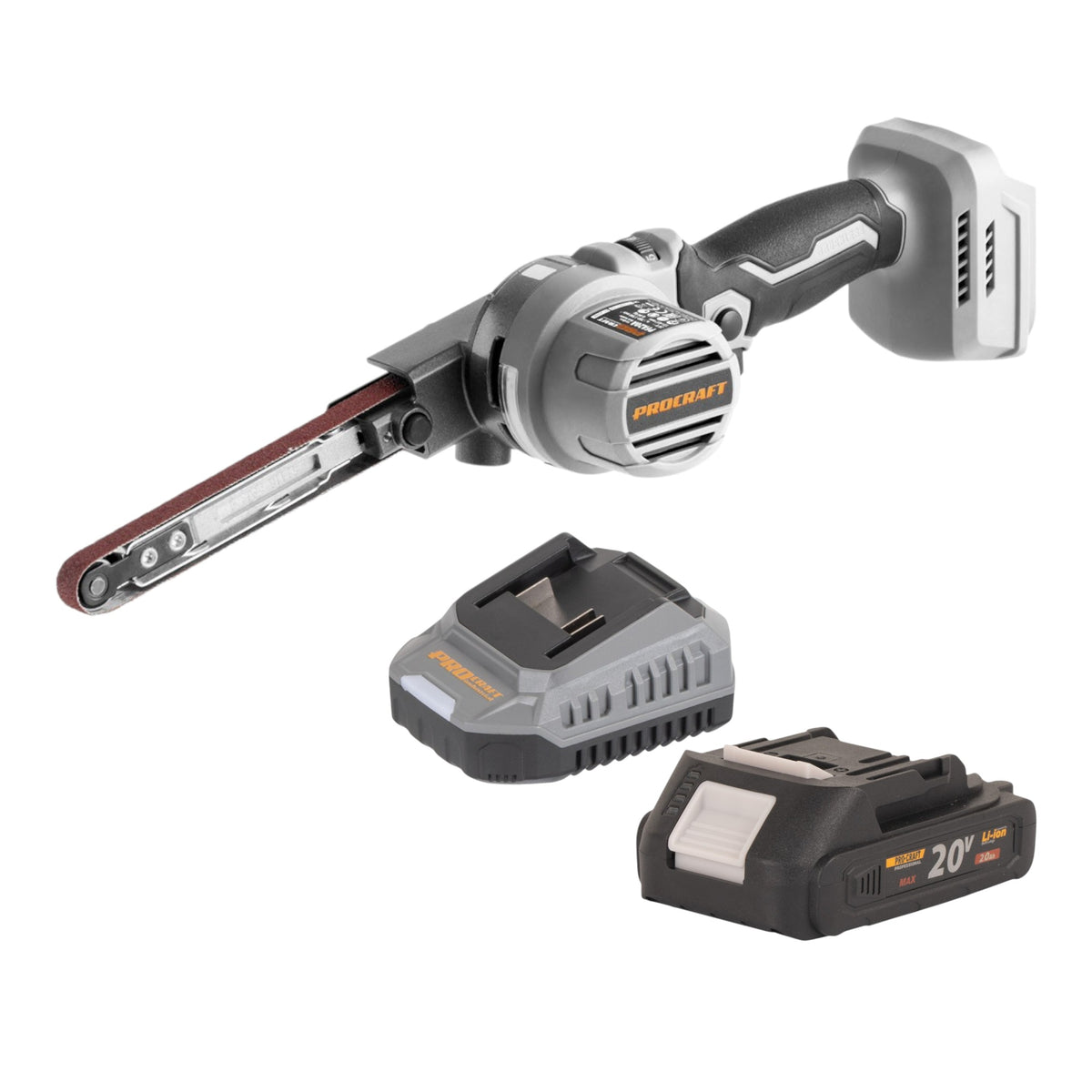 ProCraft Industrial PFA20A-BB Akku Bandfeile 20 V 13 x 457 mm Brushless + 1x Akku 2,0 Ah + Ladegerät