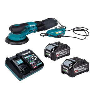 Makita BO 002 CGU201 Akku Exzenterschleifer 40 V max. 150 mm 5,0 mm Hub Brushless + 2x Akku 4,0 Ah + Ladegerät