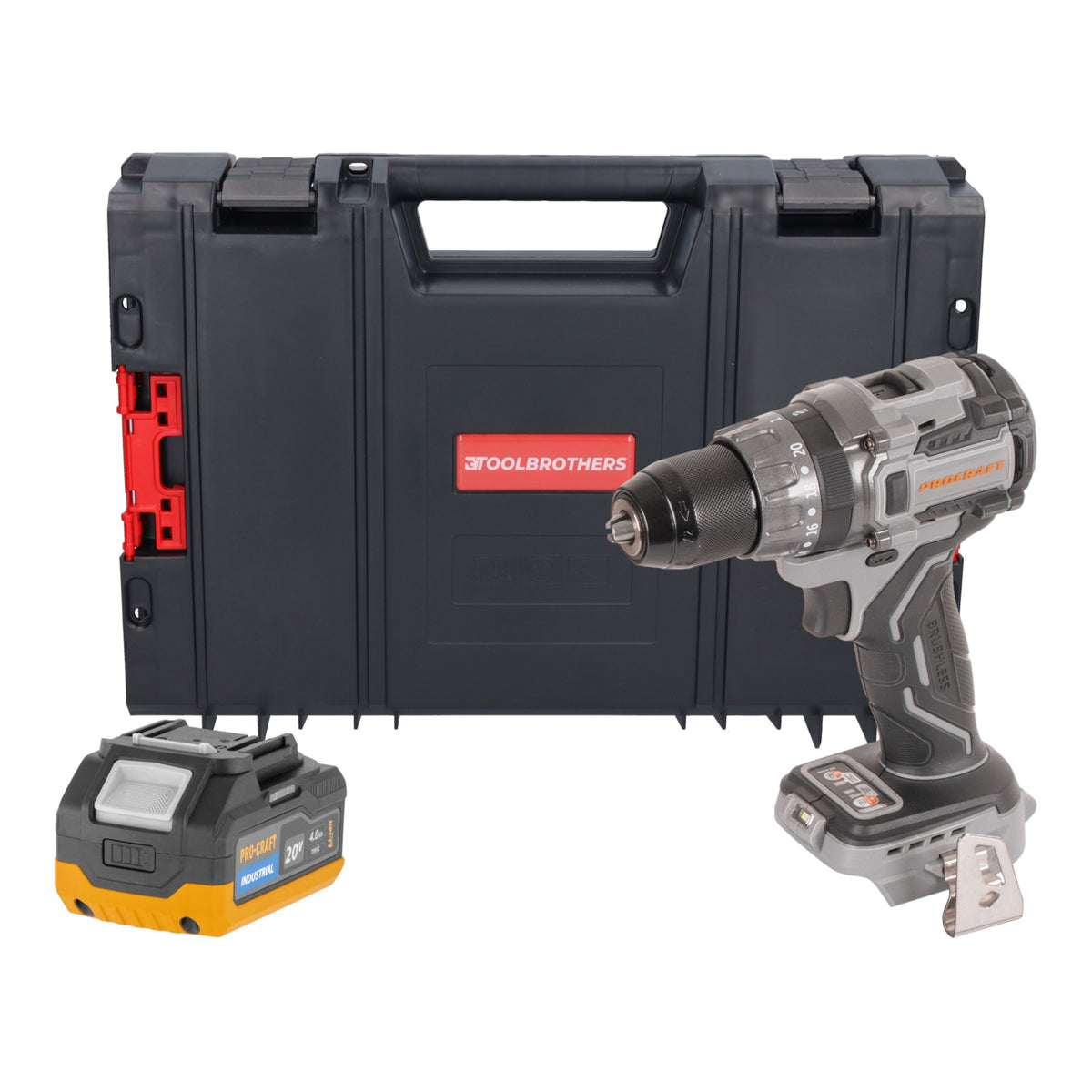 Procraft Industrial CD20Abb Akku Schlagbohrschrauber 20 V 85 Nm + 1x Akku 4,0 Ah + RHINO Toolcase - ohne Ladegerät