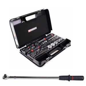 Facom Set Drehmomentschluessel 1/2" 60 - 340Nm ( S.208-340 ) + 55 tlg. Steckschlüssel Satz 1/4" + 1/2" ( RS.161-2 )