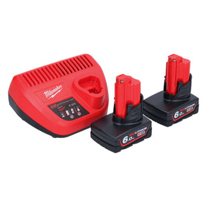 Milwaukee M12 NRG-602 Starter Set 2x 12 V 6,0 Ah ( 4933451903 ) Li-Ion Akku + C12 C Ladegerät