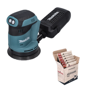 Makita DBO 180 Z Akku Exzenterschleifer 18 V 125 mm + Toolbrothers TURTLE Schleifpapier Set - ohne Akku, ohne Ladegerät, Ideal für Heimwerker, Schleifen, fest montierte Staubbox