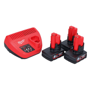 Milwaukee M12 NRG-603 Starter Set 3x 12 V 6,0 Ah ( 4933459208 ) Li-Ion Akku + C12 C Ladegerät