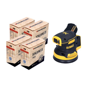DeWalt DCW 210 N Akku Exzenterschleifer 18 V 125 mm Brushless Solo + 4x Toolbrothers SPIDER Netzschleifmittel Set