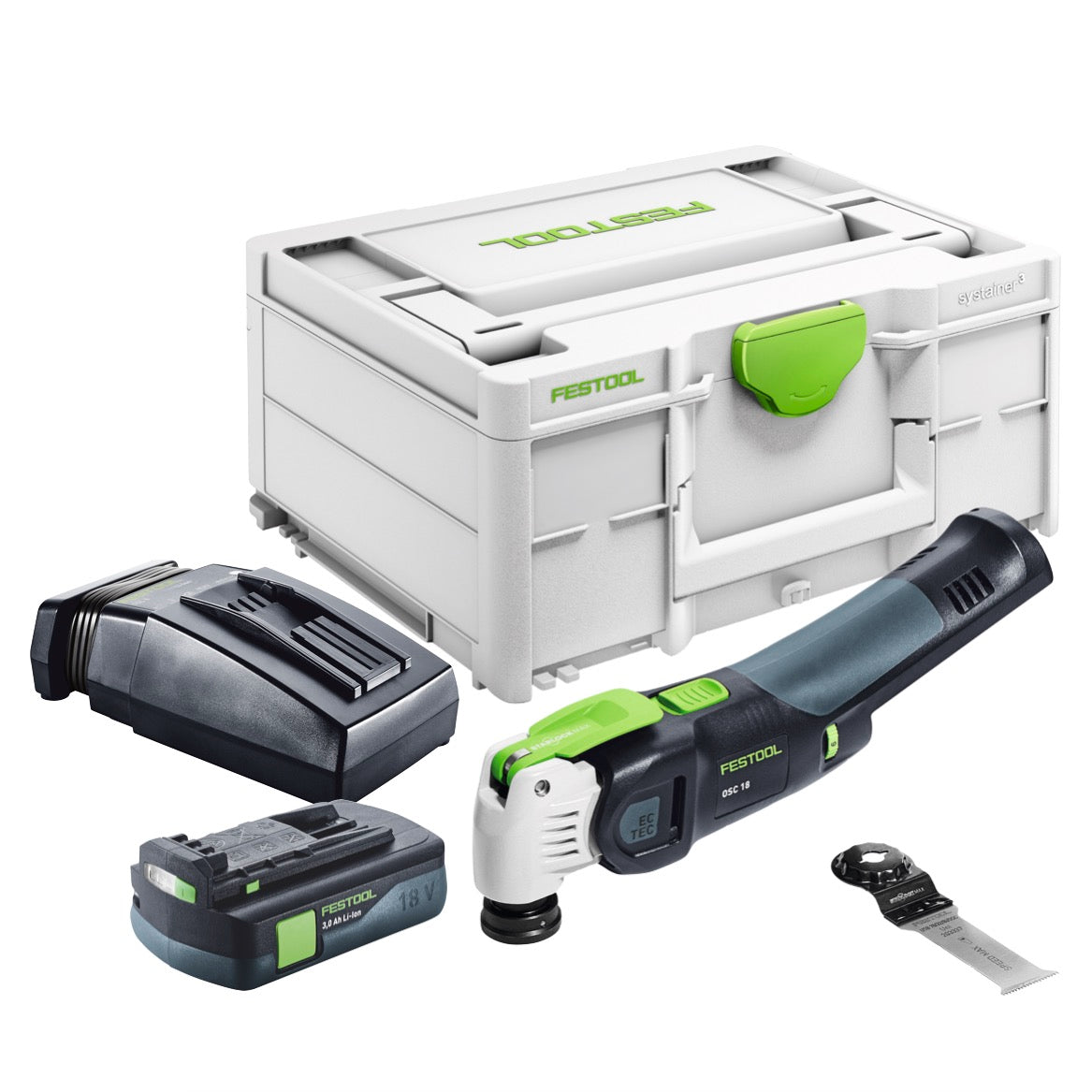 Festool VECTURO OSC 18 E-Basic Akku Oszillierer 18 V Starlock Max Brushless + 1x Akku 3,0 Ah + Ladegerät + Systainer