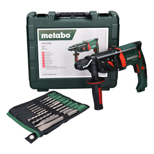 Metabo KHE 2445 Kombihammer 800 W 2,4 J SDS plus + 10 tlg. Bohrer und Meißel Set + Koffer