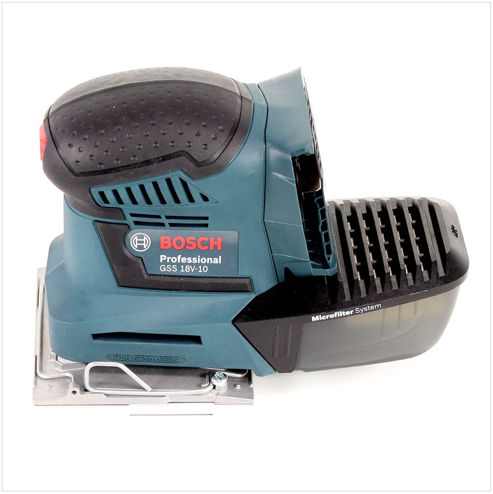 Bosch GSS 18V-10 Akku Schwingschleifer 18V + 3x Schleifblatt + L-Boxx ( 06019D0202 ) - ohne Akku, ohne Ladegerät