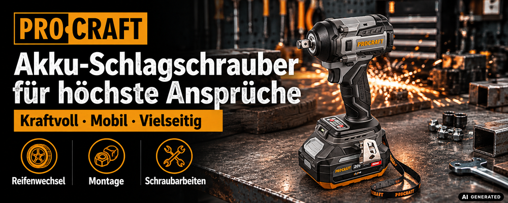 Procraft Industrial IW550Abb Akku Schlagschrauber 20 V 550 Nm 1/2" + 1x Akku 2,0 Ah - ohne Ladegerät