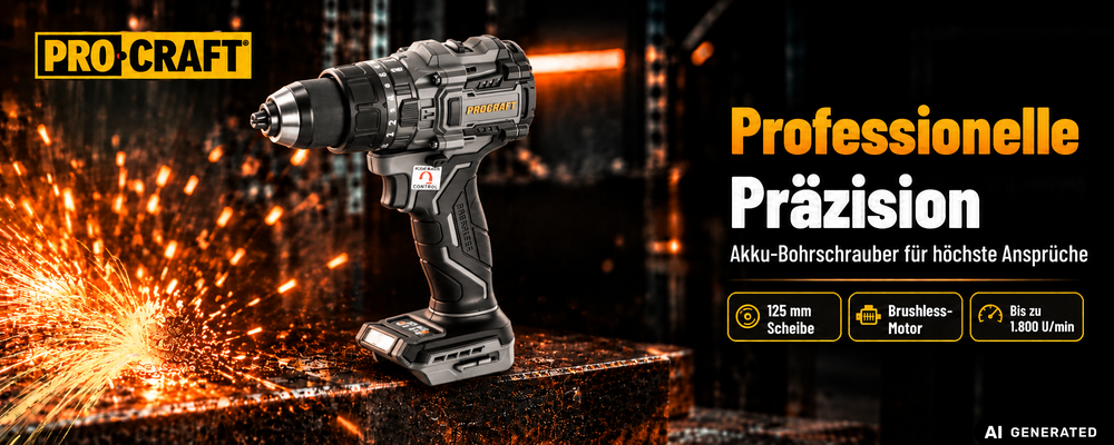 ProCraft Industrial CD20C-BB Akku Schlagbohrschrauber 20 V 120 Nm Brushless + 2x Akku 2,0 Ah + Ladegerät + RHINO Toolcase