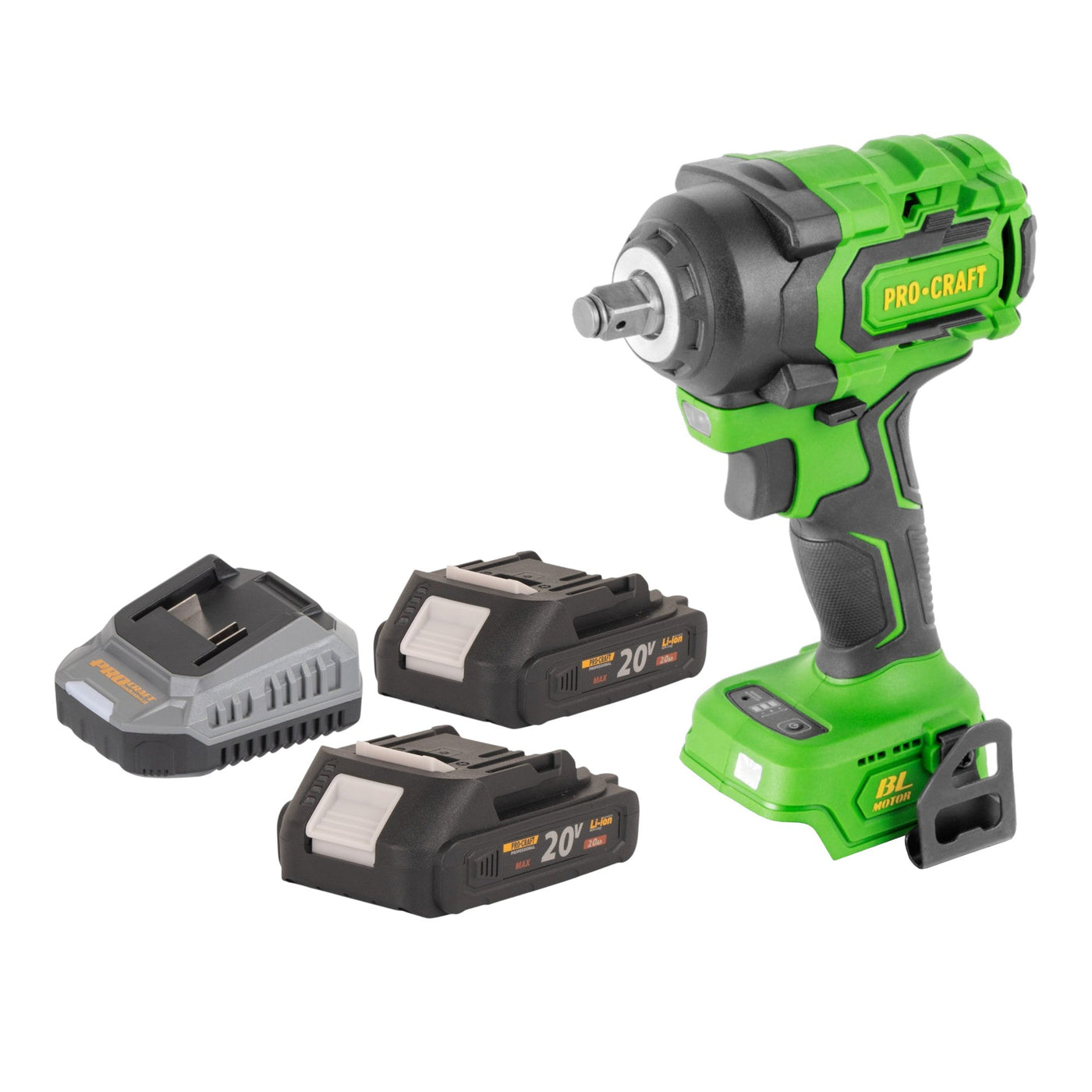 Procraft PWA18bb Akku Schlagschrauber 20 V 550 Nm 1/2" Brushless + 2x Akku 2,0 Ah + Ladegerät