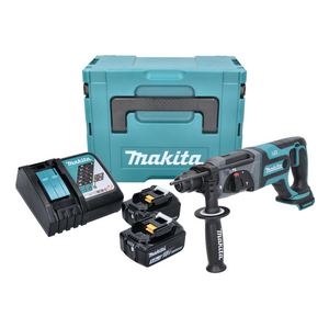Makita DHR 241 RTJ Akku Bohrhammer 18 V 1,9 J SDS plus + 2x Akku 5,0 Ah + Ladegerät + Makpac