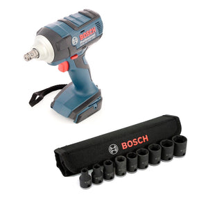 Bosch GDS 18 V-EC 250 Professional Brushless 18 V Akku Dreh Schlagschrauber + 1/2" Steckschlüssel Einsätze Außen Sechskant Nüsse Set 9 tlg.