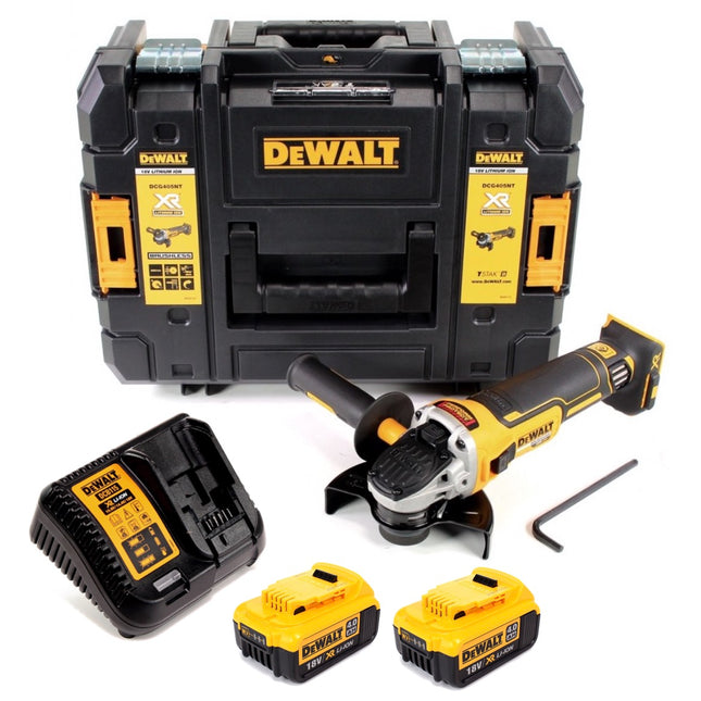 DeWalt DCG 405 M2 Akku Winkelschleifer 18V 125mm Brushless + 2x Akku 4,0Ah + Ladegerät + TSTAK - Toolbrothers