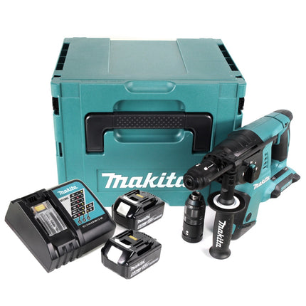 Makita DHR 264 2x 18 V / 36 V Akku-Bohrhammer SDS-PLUS im Makpac + 2x BL 1860 6,0 Ah Akku + DC18RC Schnellladegerät - Toolbrothers