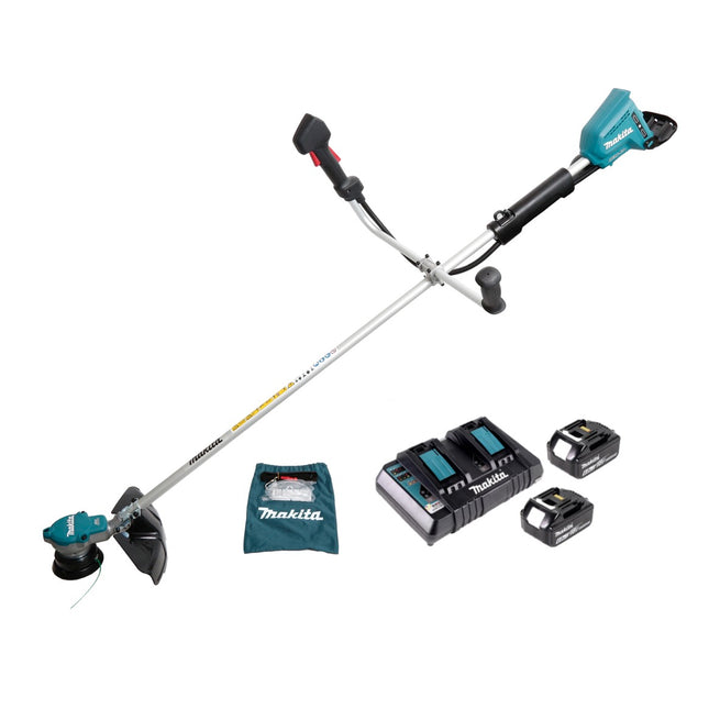 Makita DUR 365 LPG2 Akku Motorsense 36V ( 2x18V) 300mm Brushless + 2x Akku 6,0Ah + Doppelladegerät - Toolbrothers
