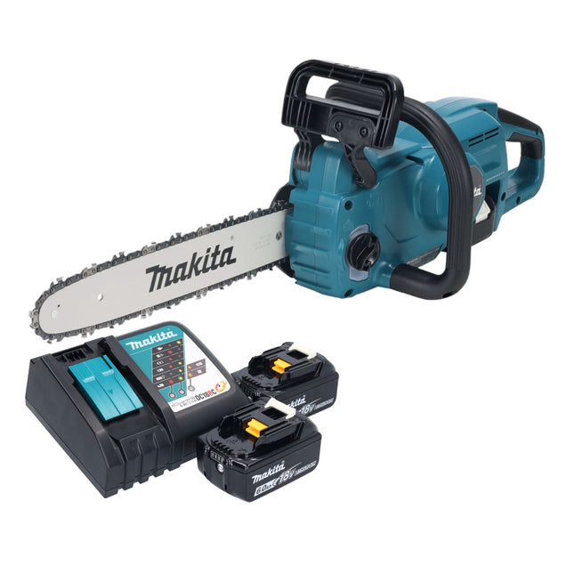 Makita DUC 357 RG2X3 Motosierra sin cable 18 V 35 cm sin escobillas + 2x batería 6,0 Ah + cargador