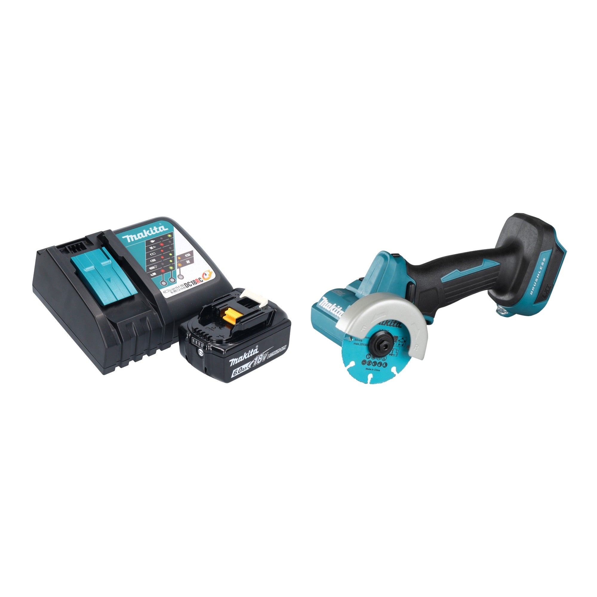 Makita DMC 300 RG1 Akku Winkelschleifer 18 V 76 mm Brushless 1x Akku 6 0 Ah Ladegeraet 0 - toolbrothers