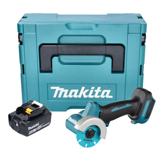 Smerigliatrice angolare a batteria Makita DMC 300 G1J 18 V 76 mm brushless + 1x batteria ricaricabile 6,0 Ah + Makpac - senza caricabatterie