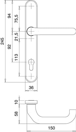 Juego de puerta de perfil EDI Kronos 1300/0035 aluminio F1 ( 3000200026 )