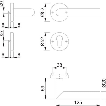 HOPPE Rosettengarnitur Amsterdam E1400Z/42KV/42KVS Edelstahl F9714M ( 3000209762 )