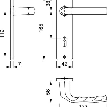 HOPPE Kurzschildgarnitur Birmingham 1117/202KP/AP Aluminium F1 ( 3000252940 )