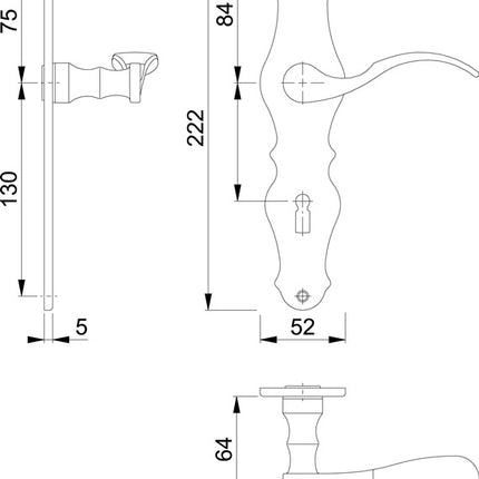 HOPPE Langschildgarnitur Weimar M112SLN/2007 Messing F73 ( 3000253093 )