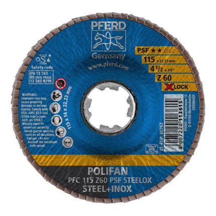 PFERD flap disc X-LOCK PSF Z STEELOX Ø 125 mm grain size 60 conical ( 4000840253 )