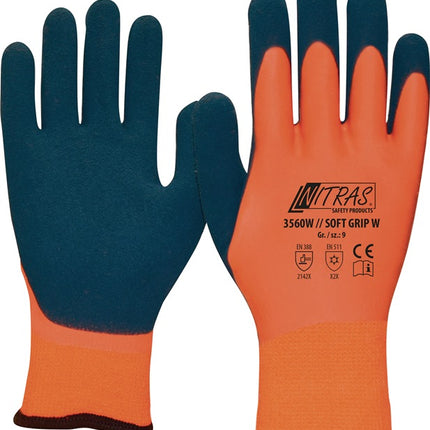 NITRAS Kälteschutzhandschuhe SOFT GRIP W Größe 9 orange/dunkelblau ( 8000235057 )