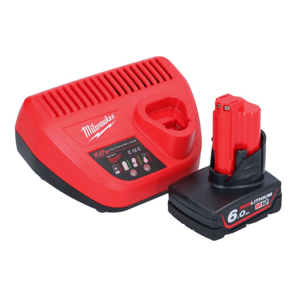 Amoladora recta a batería Milwaukee M12 FDGS-601 12 V 6/8 mm sin escobillas + 1x batería 6,0 Ah + cargador