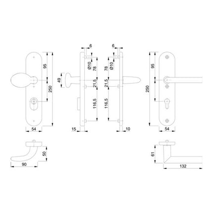 HOPPE Mueble de seguridad Estocolmo 76G/3332ZA/3410/1140 Aluminio F1 ( 3000209128 )