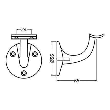 HERMETA Handlaufträger 3500 Aluminium kunststoffbeschichtet schwarz ( 3000283325 )
