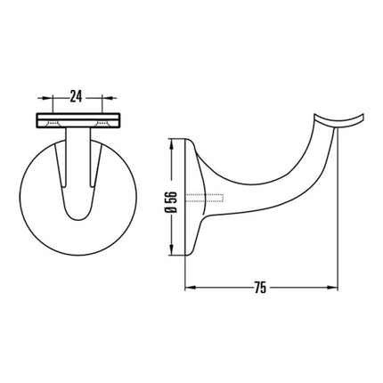 HERMETA Handlaufträger 3506 Aluminium silberfarbig eloxiert ( 3000283334 )