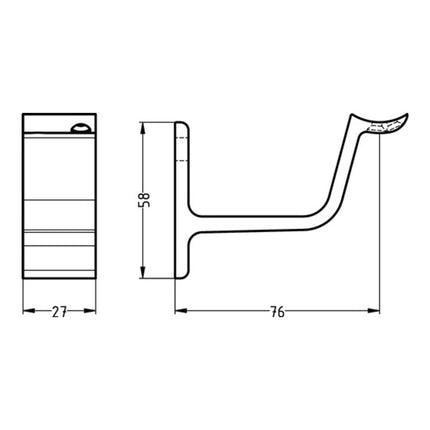 HERMETA Handlaufträger 3553 Aluminium schwarz kunststoffbeschichtet ( 3000283347 )